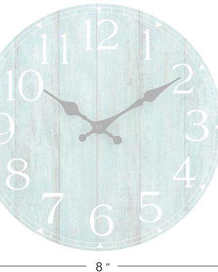 HYLANDA Wall Clock, Teal Silent Non-Ticking Battery Operated, Kitchen Rustic Vintage Decorative Aqua Clocks for Bathroom Bedroom Living Room Office 8 Inch