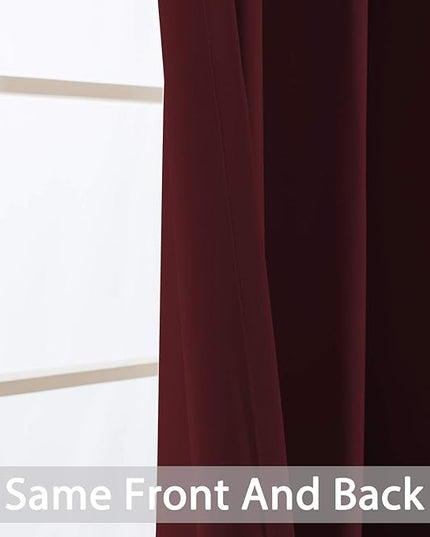 Yakamok Extra Wide Blackout Curtain for Sliding Glass Door, Grommet Thermal Insulated Room Divider Curtain 100W x 84L inch, Room Darkening Patio Curtain,8.3ft Wide x 7ft Tall, 1 Panel,Burgundy Red