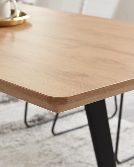 ZckyCine Modern Mid-Century Expandable Rectangular Wooden Multifunctional Dining Table and Chairs