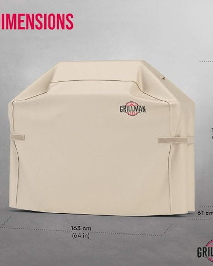 Grill Cover by Grillman, Tan, 64 Inch, BBQ Outdoor Grill Covers, Charcoal & Gas Grills, Waterproof, Rip-Proof, Weather-Resistant, Anti-UV, Barbecue Cover for Weber, Genesis, Charbroil, Nexgrill, etc
