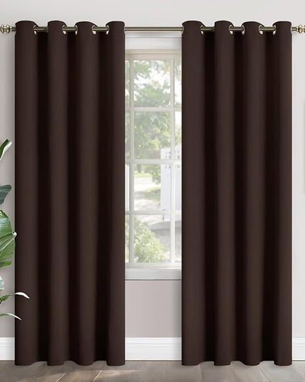 YoungsTex Brown Blackout Curtains 84 Inch Length for Living Room - Thermal Insulated Drapes with Grommet Room Darkening Window Treatments for Dining Bedroom, 2 Panels, 52 x 84 Inch