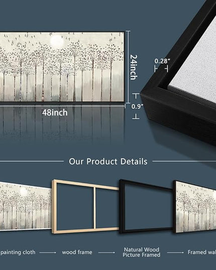 Scenery Abstract Wall Painting Framed Canvas Wall Art For Living Room Large Size Wall Decorations For Bedroom Office Wall Decor Pictures Artwork Canvas Prints Home Boho Wall Decor Black Framed