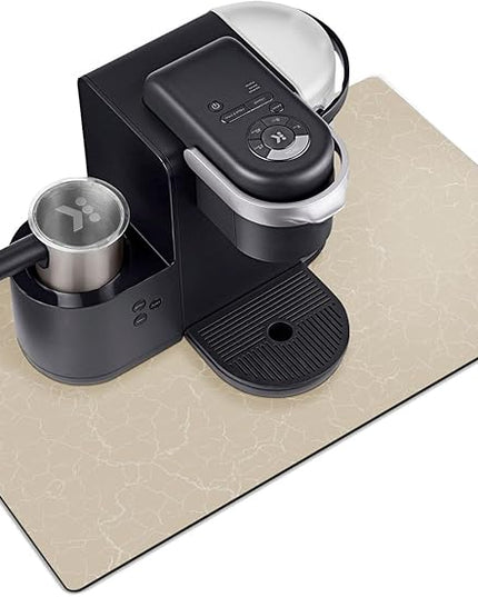 Golener Coffee Bar Mat,Under Coffee Maker Mat,23"x15"Coffee Tray Mat Under Coffee Machine,Rubber Coffee Maker Mat,Under Appliance Mats,Silicone Hot Mat for Coffee Machine,Dish Drying Mat, Marble Beige