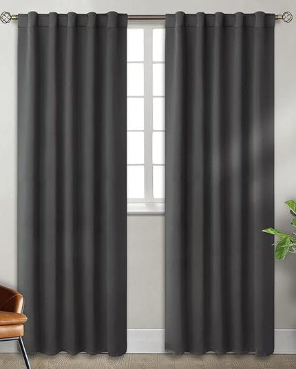 BGment Grey Curtains for Living Room 84 inch Length 2 Panels - Thermal Insulated Curtains for Bedroom Rod Pocket and Back Tab Room Darkening Drapes, 42 x 84 Inch, Dark Grey