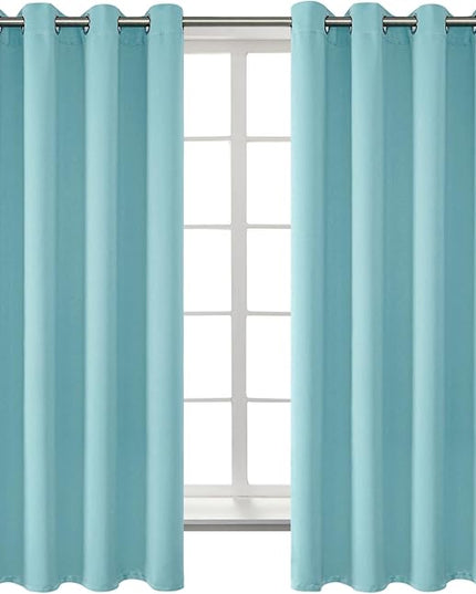 BGment Blackout Curtains - Grommet Thermal Insulated Room Darkening Bedroom and Living Room Curtains, Set of 2 Panels (52 x 63 Inch, Baby Blue)