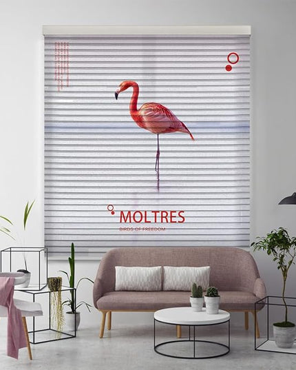 zshine Automatic Shangri La Light Filtering Roller Shades Free Dimming Rechargeable Matter Motor Compatible with Homekit Siri for Living Room (Customize Photo)