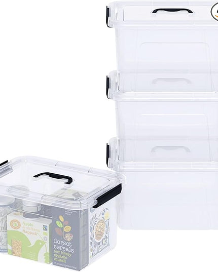 4-Pack 17.5 Quart Plastic Storage Bins with Lids, Stackable Storage Organizing Box with Handle, Clear