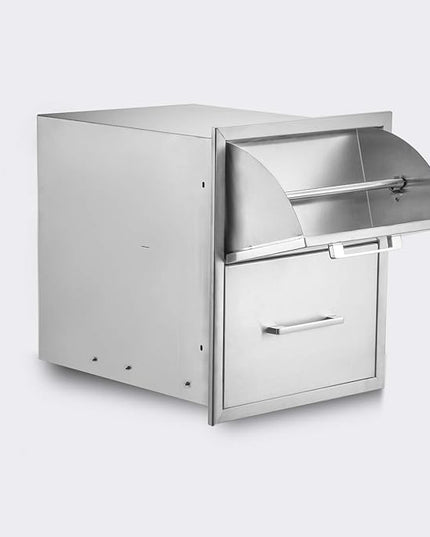 Stainless Steel Paper Towel Holder Double Drawer 17W21H21D Works with Your Grilling or Prep Zones for Easy & Quick Cleanup