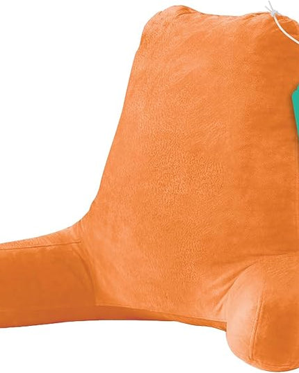 Sasttie 25-inch Reading Pillows for Sitting in Bed Adult, Jumbo Velvet Back Pillow Bed Sitting Up, XL High Back-Rest Support Cushion for Sit Up on Couch & Floor, Oeko-Tex Certified, Orange