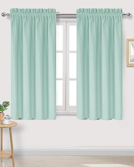 DWCN Blackout Curtains for Living Room Thermal Insulated, Energy Saving & Noise Reducing Bedroom Curtains, Mint Green, W 42x L 54 Inch, Set of 2 Rod Pocket Curtain Panels