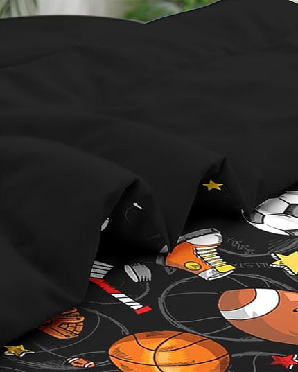 Comforter Set King Size, Basketball Football Baseball 7 Pcs Bedding for Kids and Adults, Hockey Sport Bed Sheet Sets with Fitted Sheet 2 Pillowcases & 2 Shams for Bedroom Bed Decor
