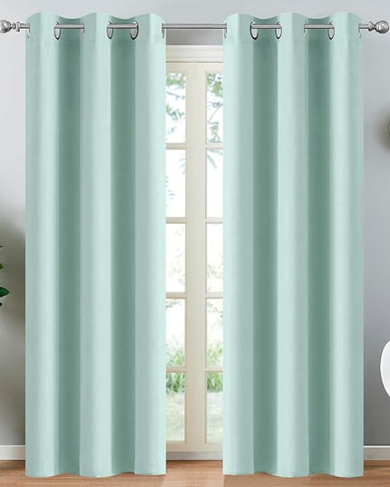 Yakamok Blackout Curtains Room Darkening Thermal Insulated Window Panels,Solid Grommet Top Drapes for Bedroom/Living Room(38Wx90L, Aqua, 2 Panels)