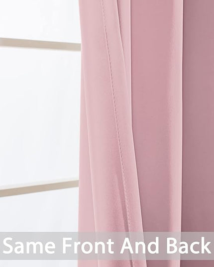Yakamok Insulated Blackout Window Draperies - Energy Efficient Home Decor Grommet Top Curtains for Bedroom(Pink, 52Wx36L, 2 Panels)