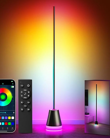 Keepsmile Smart RGB LED Corner Floor Lamp,172 LEDs Bright Standing Lamps for Living Room with APP and Remote,Modern Floor Lamp with Music Sync and 16 Million Colors, Ambient Lighting for Bedroom