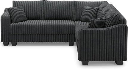 Belffin Convertible Sectional Couch with Chaise Corner Sectional Sofa L Shaped Couch Reversible Corner Upholstered Couches for Living Room Corduroy (Dark Grey, V Shaped)