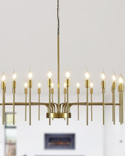 Gold Chandelier 24 Light Large Modern Farmhouse Chandeliers for Dining Room Light Fixture, 40" Round Candle Large Chandeliers for High Ceilings Living Room Foyer Entryway