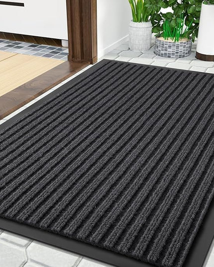 Yimobra Front Door Mat Outdoor Indoor Entrance, 100% Waterproof All-Season All Weather Doormat, Welcome Matt Outside Entry, Non Slip, Low Profile, Heavy Duty Patio Porch Floor Mat,29.5 x 17, Grey
