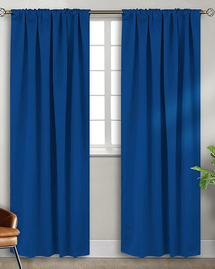 BGment Rod Pocket and Back Tab Blackout Curtains for Bedroom - Thermal Insulated Room Darkening Curtains for Living Room, 2 Window Curtain Panels (42 x 84 Inch, Classic Blue)