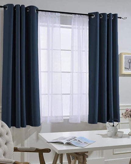 NICETOWN Blackout Curtains and Drapes for Kitchen - Thermal Insulated Solid Grommet Top Blackout Panels/Draperies for Kid's Room (Navy, 1 Pair, 52 x 63 Inch)