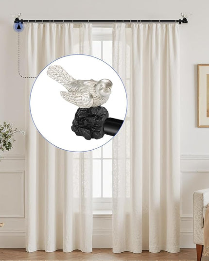 Vintage Pewter Curtain Rod 36 to 120 Inches Curtain Rods for Windows Adjustable Heavy Duty Drapery Rod with Bird Finials for Living Room Bedroom