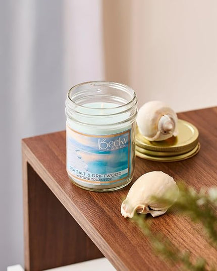 8oz Sea Salt Scented Candles for Home, Salt and Sea Scented Beach, 45 Hrs Soy Wax Candle for Stress Relief, House Aromatherapy Candle Gifts for Men and Women