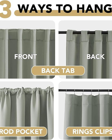 H.VERSAILTEX Blackout Curtains Thermal Insulated Window Treatment Panels Room Darkening Blackout Drapes for Living Room Back Tab/Rod Pocket Bedroom Draperies (2 Panels, Sea Grass, 52 x 96 Inch)