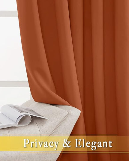 NICETOWN Room Divider Curtain 84 inch Length, Grommet Privacy & Noise Reducing Room Divider Thermal Insulated Window Drape for Sliding Glass Door (1 Panel, Burnt Orange, W80 x L84)