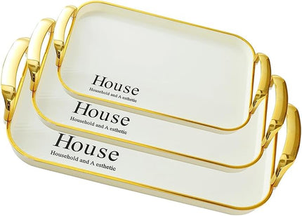Pack of 3 Reusable Stackable Trays with Handles Sturdy for Home Organization and Storage Space Saving Tray