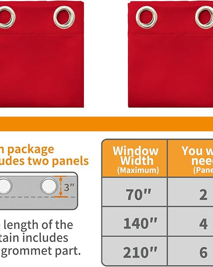 YoungsTex Red Blackout Curtains for Bedroom 52 x 63 Inches Long - Thermal Insulated Drapes with Grommet Room Darkening Privacy for Living Room Christmas Decor, 2 Panels