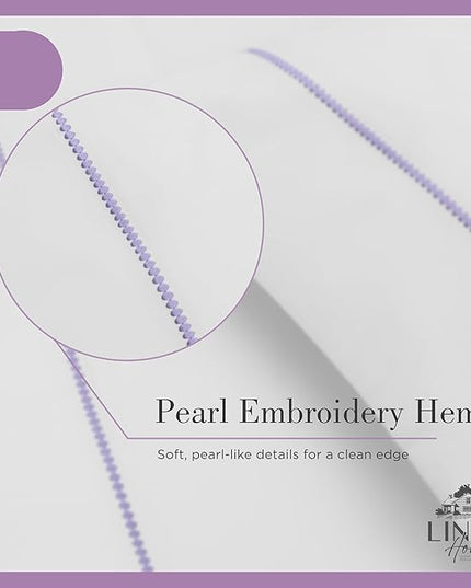Linen Home 100% Cotton Percale Pearl Stitch Pillowcases King Size, Mauve Lavender, 2 Pieces of Pillow Case, Crisp and Cool Strong Bed Linen, 20 inches X 40 inches