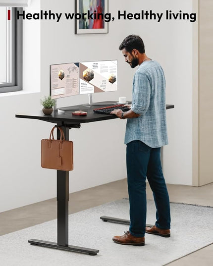 SANODESK Standing Desk Height Adjustable Electric Stand up Desk 40x24 Inches Sit Stand Home Office with Splice Board, Black Frame/Black Top