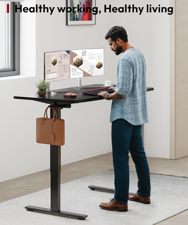 SANODESK Standing Desk Height Adjustable Electric Stand up Desk 40x24 Inches Sit Stand Home Office with Splice Board, Black Frame/Black Top