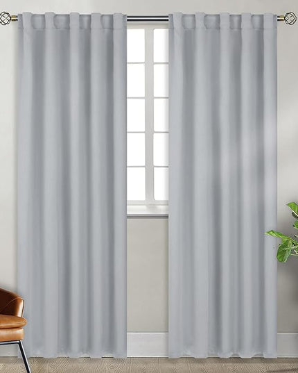 BGment Light Grey Blackout Curtains 2 Panels 84 inches Long for Bedroom - Rod Pocket and Back Tab Thermal Room Darkening Curtains for Living Room, 2 Window Curtain Panels, 42 x 84 Inch