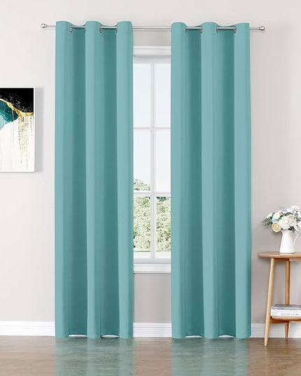 ChrisDowa Blackout Curtains 84 inches Long for Bedroom - 2 Panels Set Grommet Thermal Insulated Room Darkening Curtains for Living Room (Aqua, 42 x 84 Inch)