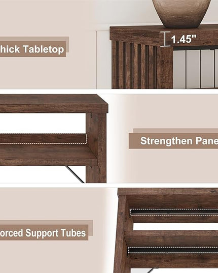 BON AUGURE Entryway Table, Console Table Behind Couch, Wood Sofa Tables with Shelf for Living Room, Farmhouse Entry Tables for Hallway Foyer (Rustic Oak, 47 Inches)