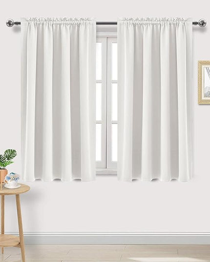 DWCN Blackout Curtains Thermal Insulated, Energy Saving & Noise Reducing Bedroom and Living Room Curtains, Ivory, W 52x L 54 Inch, Set of 2 Rod Pocket Curtain Panels