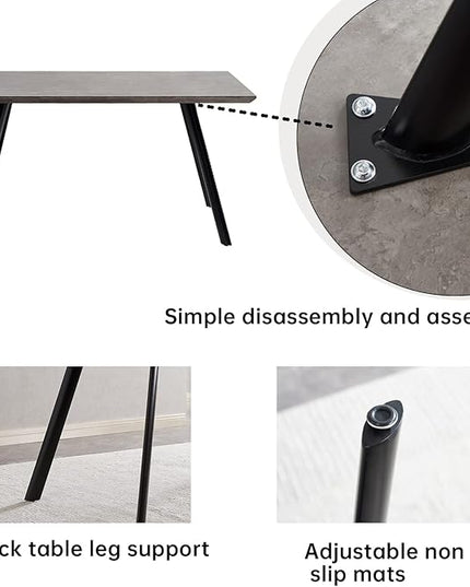 ZckyCine 46.5" Modern Dining Table Set for 4-6 People Kitchen Dining Room Table Set Extendable Wood Dining Table and 4 Upholstered Chairs, Home Kitchen Furniture