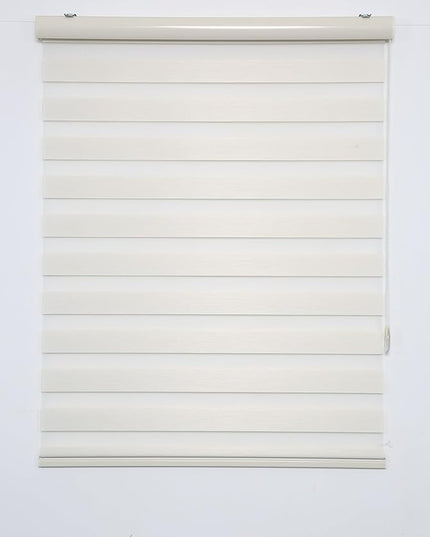 Shadesu Custom Size Zebra Blinds for Windows, 88" W x 72 H, Cream, Dual Layer Free-Stop Zebra Shades, Light Control for Day and Night, Sheer Blinds for Indoor Windows, Bedroom, Kitchen