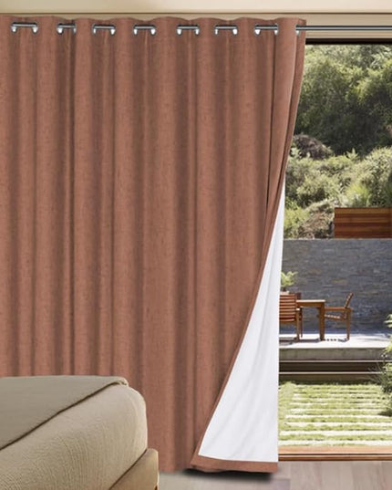 H.VERSAILTEX Linen Blackout Curtains Durable Thick Textured Linen Look 100% Blackout Patio Door Curtain Anti Rust Grommet Extra Wide Sliding Door Curtain Panel, W100 x L96 inch, Washed Spice
