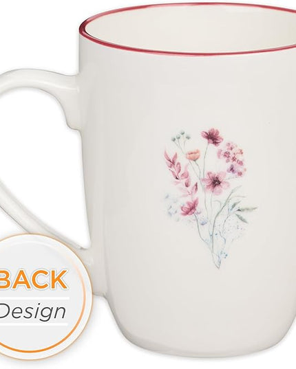 Christian Art Gifts Inspirational Ceramic Coffee & Tea Scripture Mug for Women: Hope & a Future Encouraging Bible Verse, Microwave & Dishwasher Safe Novelty Drinkware, Dark Rose Pink Floral, 12 oz.