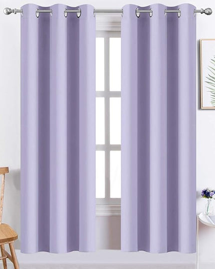 Yakamok Grommet Room Darkening Thermal Insulated Blackout Curtains Window Panels for Bedroom Width 38 Inch by Length 72Inch Lilac Two Curtain Panels