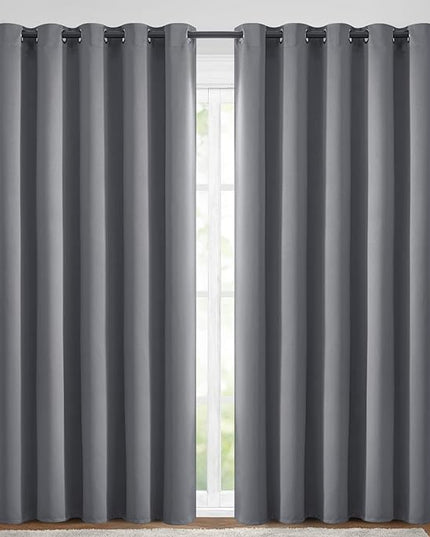 Yakamok Blackout Curtains Room Darkening Thermal Insulated Window Panels,Solid Grommet Top Drapes for Bedroom/Living Room(70Wx84L, Grey, 2 Panels)