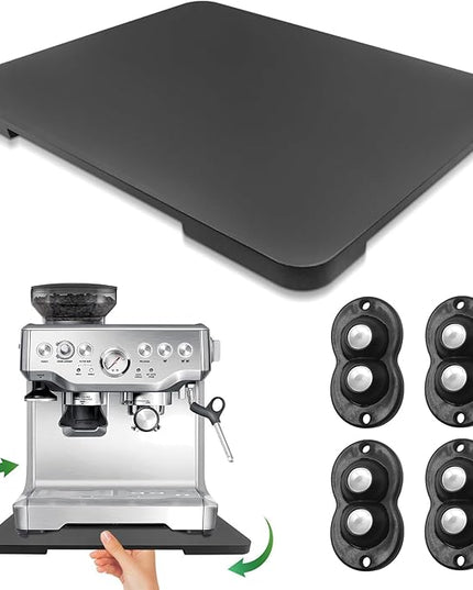 Appliance Slider 360° Rolling Tray for Coffee Maker Bamboo Coffee Pot Slider Tray for Countertop Rotation Sliding Tray with Wheels, Appliances Mat Easily from Under The Cabinet Black(15.7"×13")