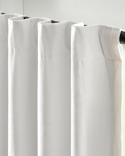 Lazzzy White Blackout Velvet Curtains for Living Room Bedroom 96 Inch Long Insulated Lined Drapes Rod Pocket Modern Window Treatments 2 Panels Set