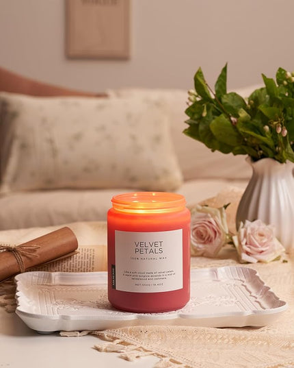 M&SENSE Sandalwood Floral Large Soy Candles for Home Scented, Organic Natural Soy Wax 19.4oz 110 Hour Long Lasting, Luxury Floral Scented Candle Gifts for Women