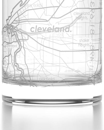 Well Told Engraved Cleveland Ohio Map Rocks Glass, Old Fashioned Whiskey Glass (11 oz, Clear) Etched Whiskey Glass, Gifts For Whiskey Lovers