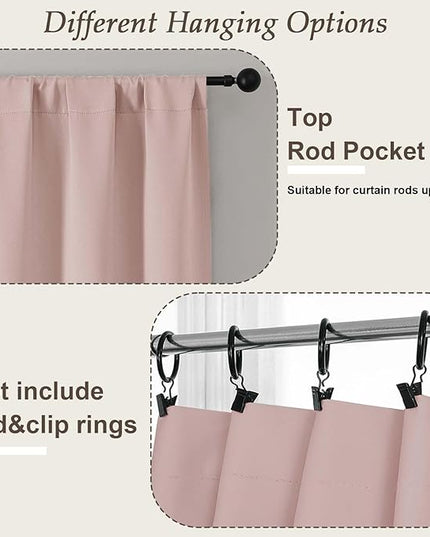 Gwine Blush Pink Blackout Curtains for Bedroom 84 inches Long 2 Panels Set, Solid Noise Reducing Thermal Insulated Blackout Curtains for Living Room with Rod Pocket, Each 50" Wx84 L