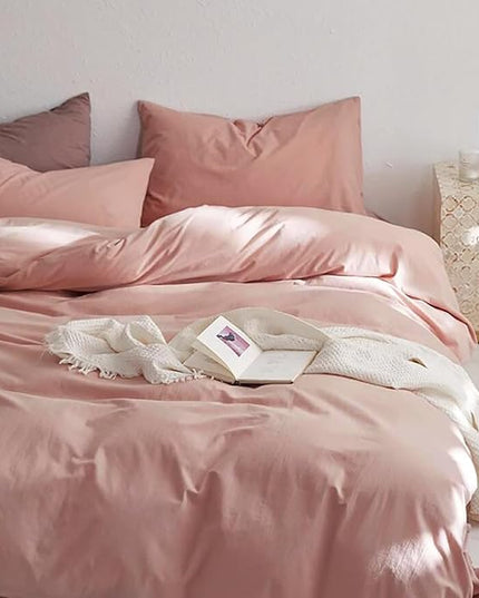Luxlovery Pink Comforter Set Full Blush Pink Comforter Sets Solid Color Women Dusty Rose Qulits Comfy Soft Comforter Blanket Breathable Comforter Set for Women Girls