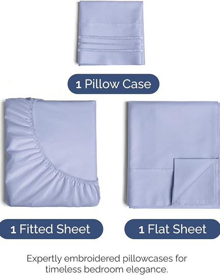 Twin Size 3 Piece Sheet Set - Comfy Breathable & Cooling Bed Sheets Set - Hotel Luxury Bedding for Women, Men, Kids, Teens, Boys & Girls - Deep Pockets, Ultra-Soft, Wrinkle Free - Oeko-Tex - Lavender