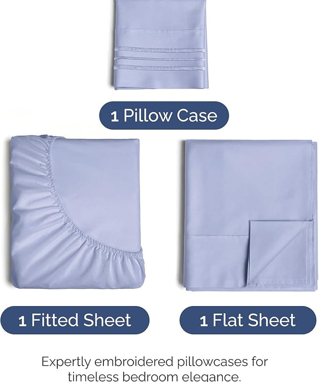 Twin Size 3 Piece Sheet Set - Comfy Breathable & Cooling Bed Sheets Set - Hotel Luxury Bedding for Women, Men, Kids, Teens, Boys & Girls - Deep Pockets, Ultra-Soft, Wrinkle Free - Oeko-Tex - Lavender